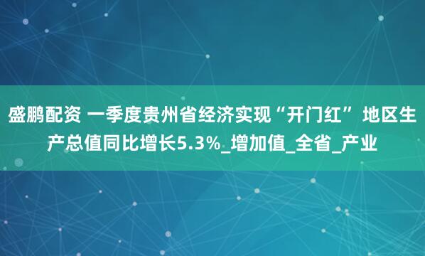 盛鹏配资 一季度贵州省经济实现“开门红” 地区生产总值同比增长5.3%_增加值_全省_产业